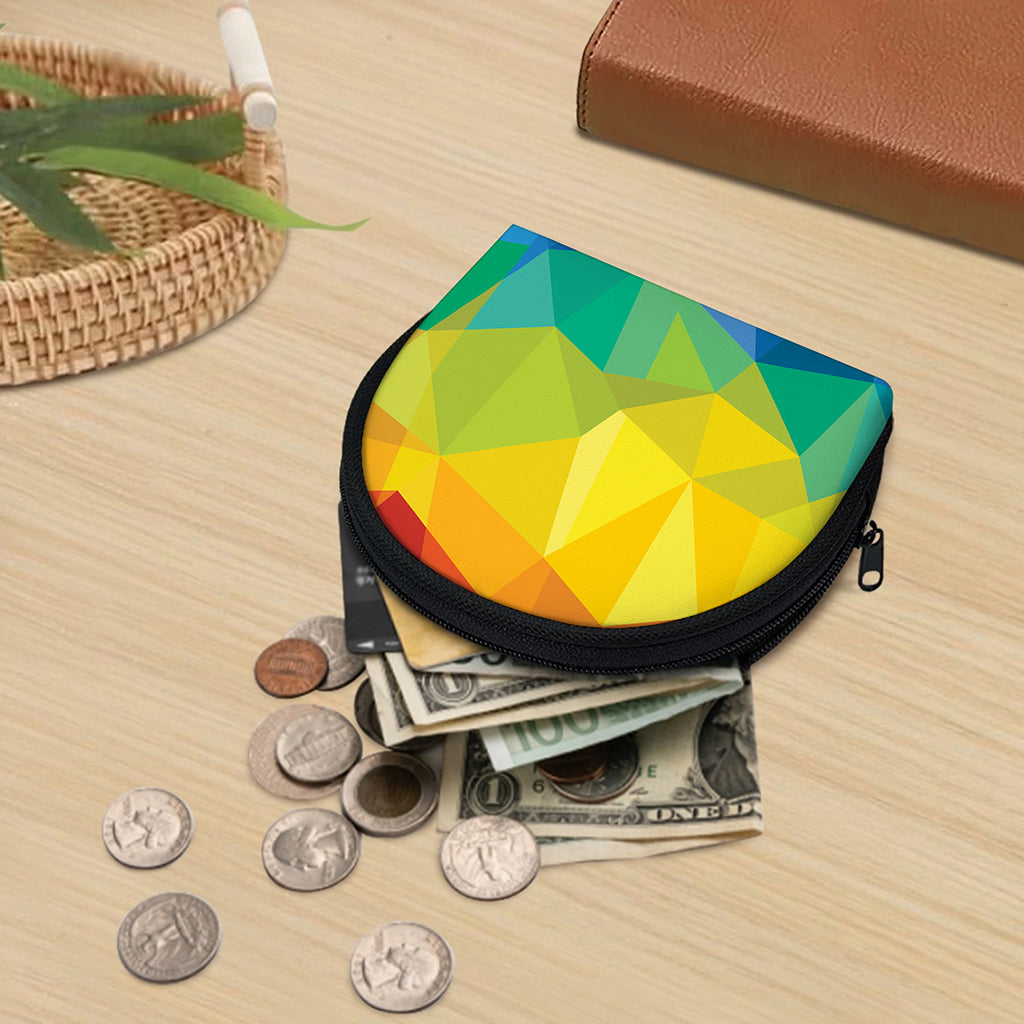 Rainbow Polygonal Geometric Print Coin Purse