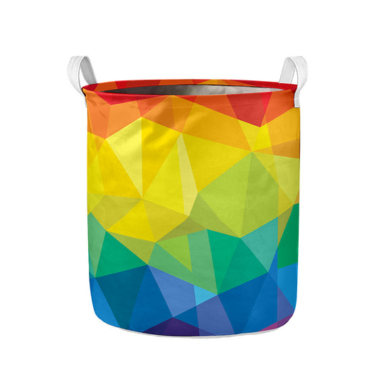 Rainbow Polygonal Geometric Print Collapsible Laundry Basket