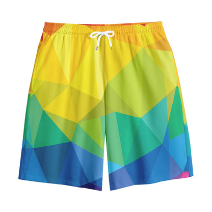 Rainbow Polygonal Geometric Print Cotton Shorts