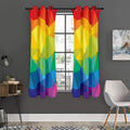 Rainbow Polygonal Geometric Print Grommet Curtain Panels