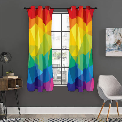 Rainbow Polygonal Geometric Print Curtain