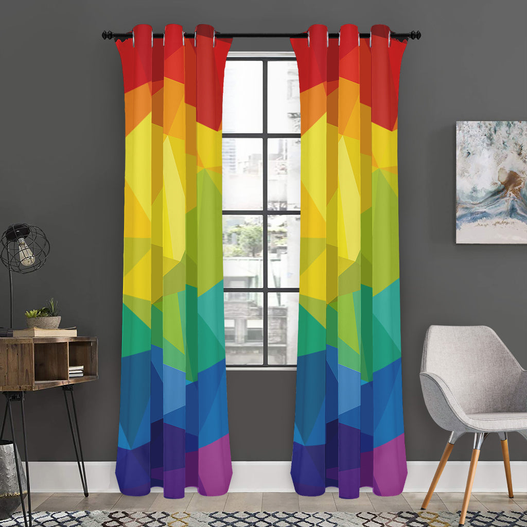 Rainbow Polygonal Geometric Print Curtain