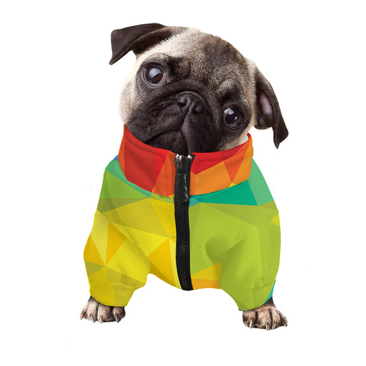 Rainbow Polygonal Geometric Print Dog Zip Up Jacket