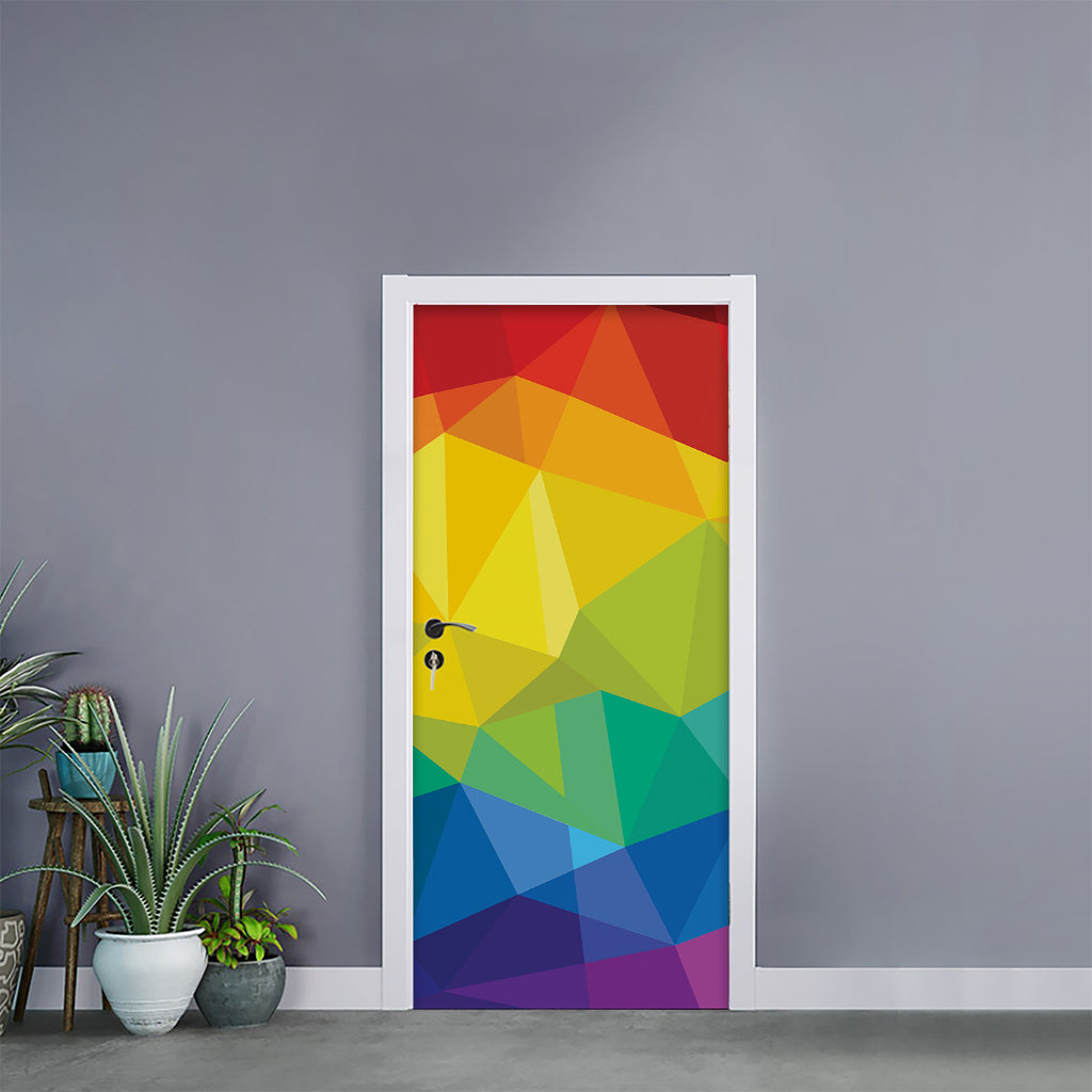 Rainbow Polygonal Geometric Print Door Sticker