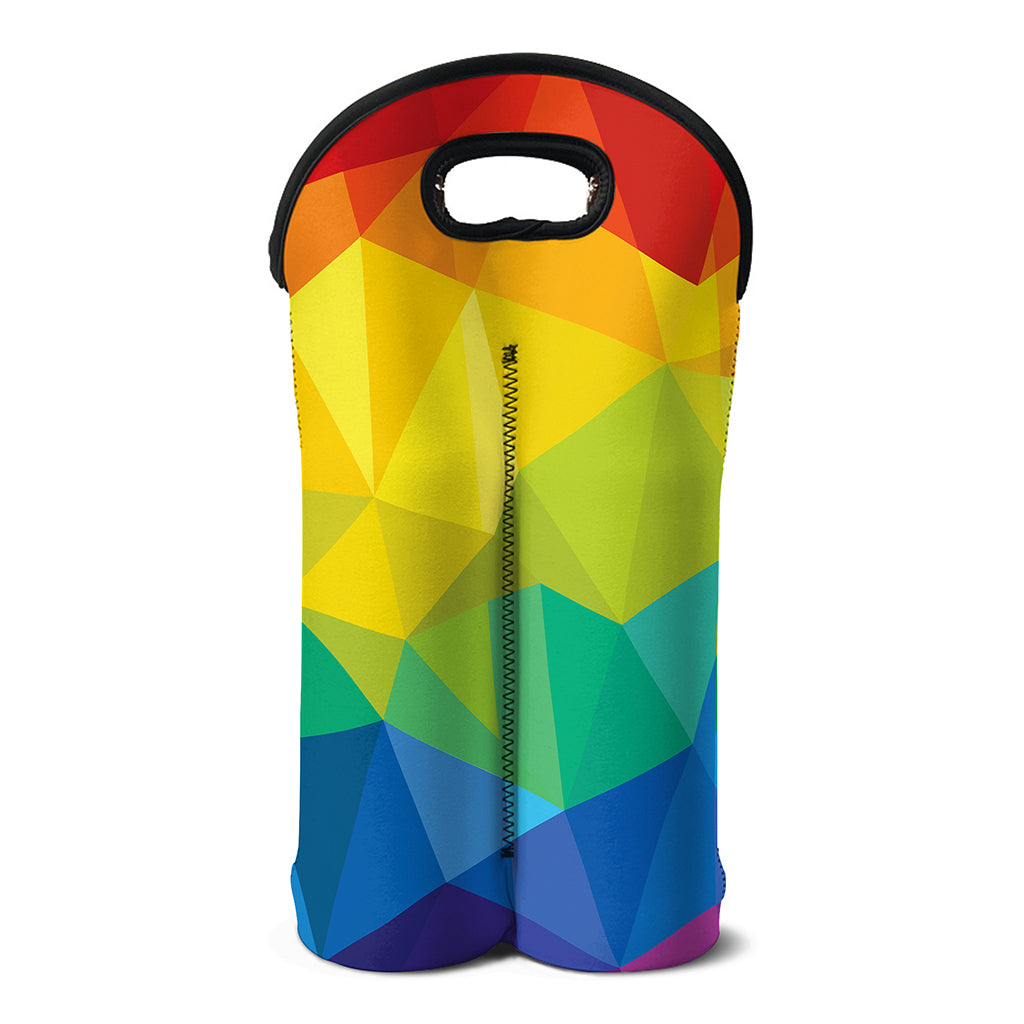 Rainbow Polygonal Geometric Print Double Neoprene Wine Tote