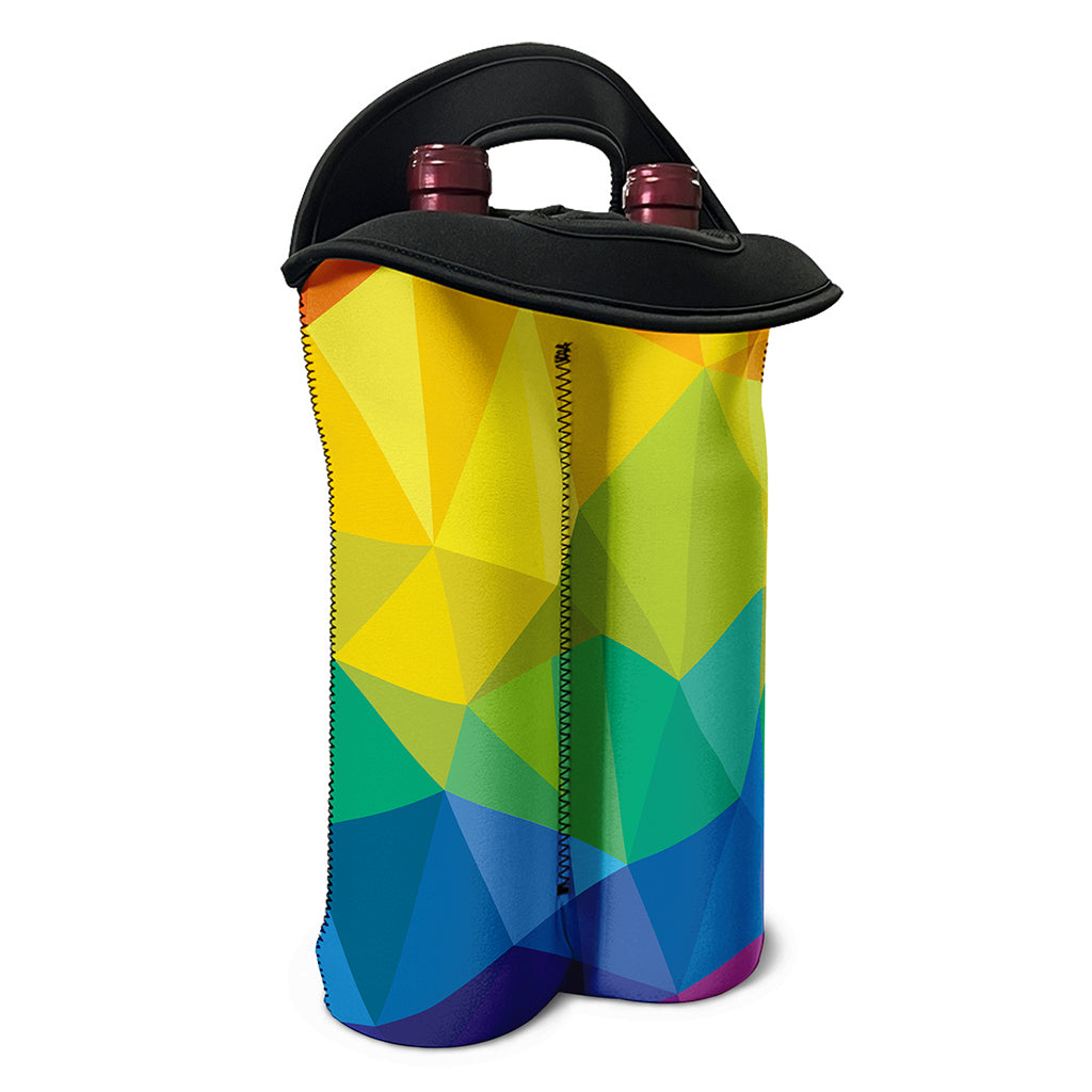 Rainbow Polygonal Geometric Print Double Neoprene Wine Tote