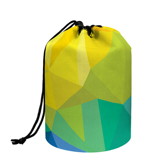 Rainbow Polygonal Geometric Print Drawstring Makeup Bag