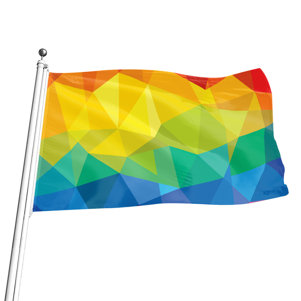 Rainbow Polygonal Geometric Print Flag