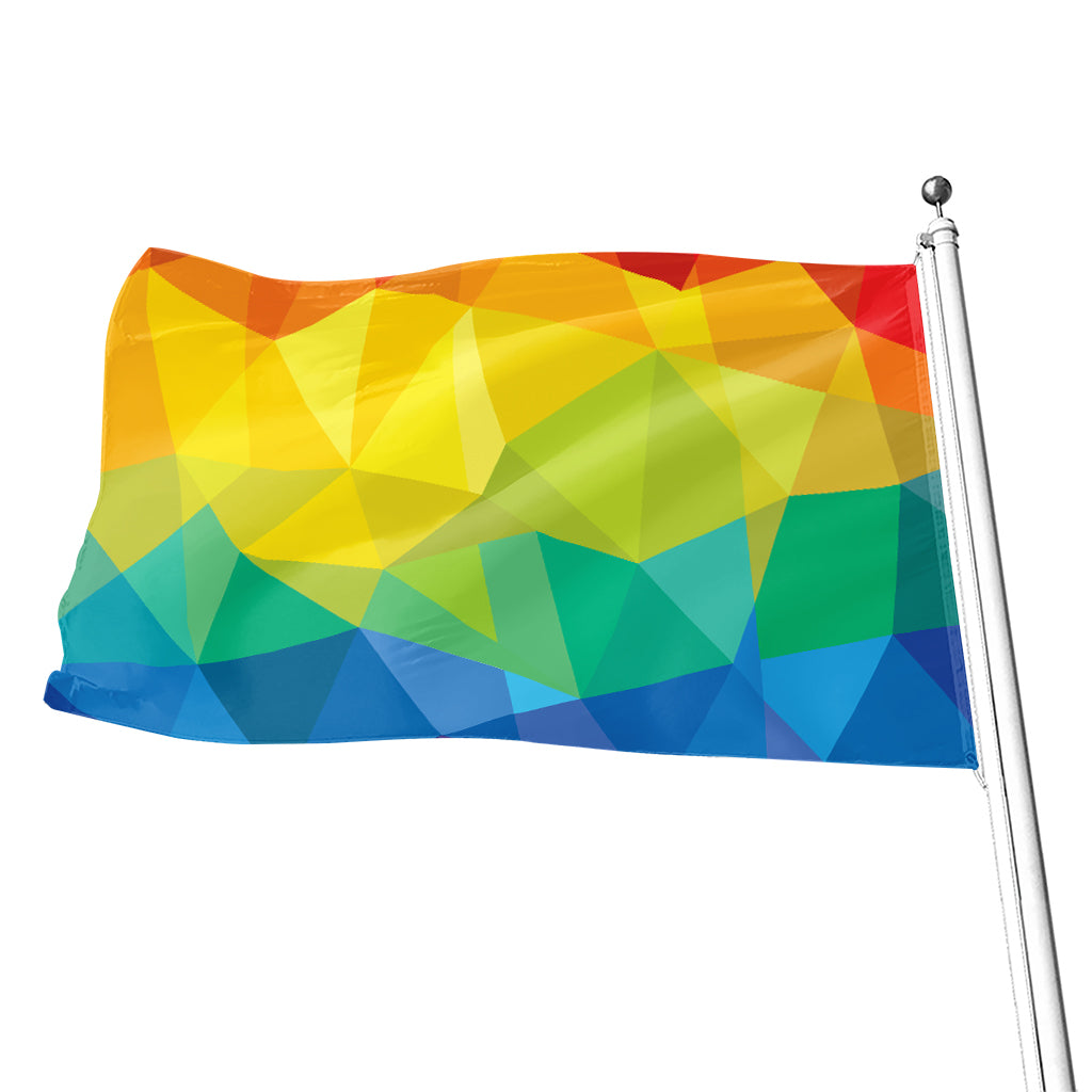 Rainbow Polygonal Geometric Print Flag