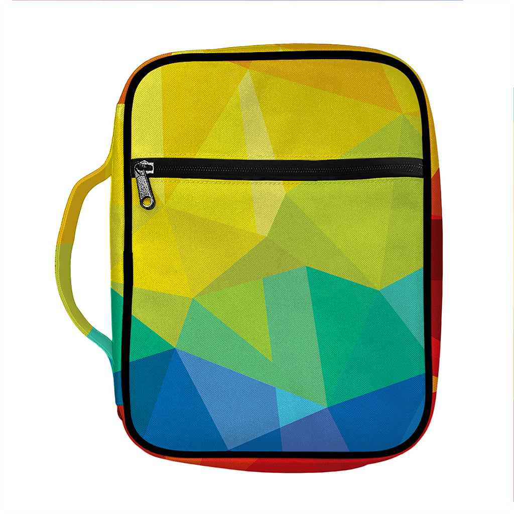 Rainbow Polygonal Geometric Print Front Pocket Bible Bag