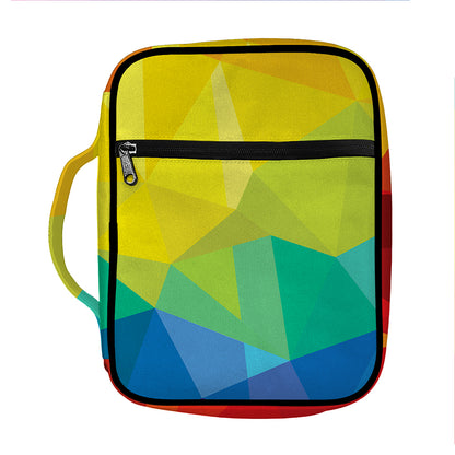 Rainbow Polygonal Geometric Print Front Pocket Bible Bag