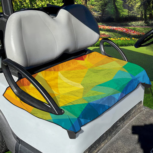 Rainbow Polygonal Geometric Print Golf Cart Seat Cover