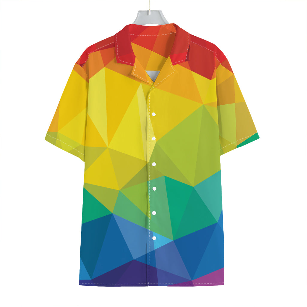 Rainbow Polygonal Geometric Print Hawaiian Shirt