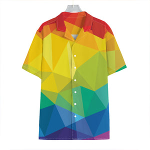 Rainbow Polygonal Geometric Print Hawaiian Shirt