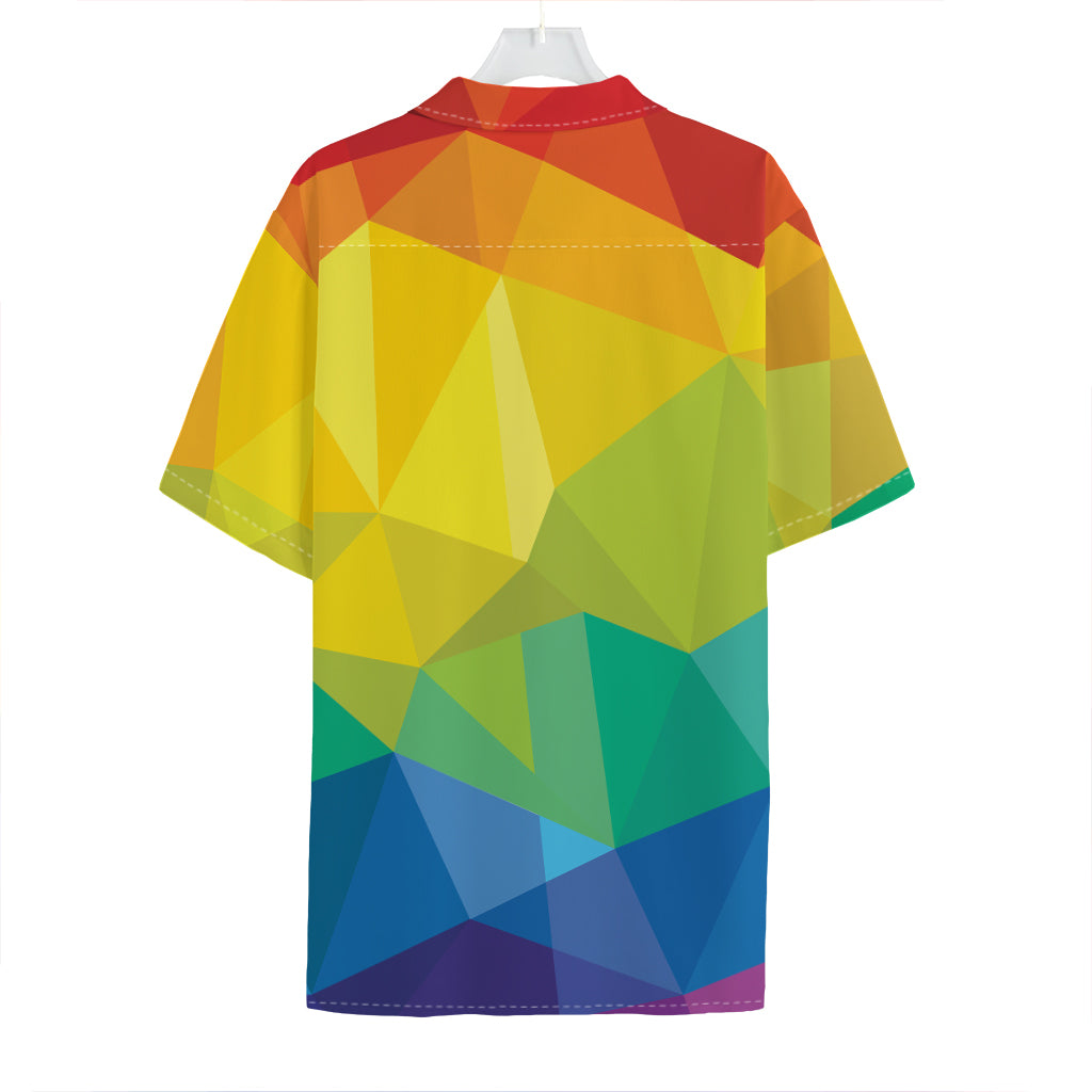 Rainbow Polygonal Geometric Print Hawaiian Shirt