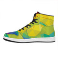 Rainbow Polygonal Geometric Print High Top Leather Sneakers