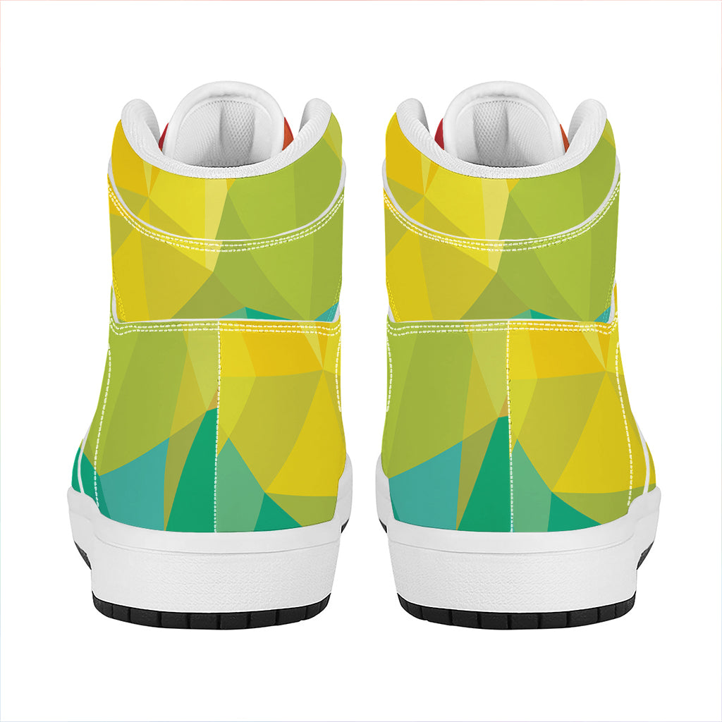 Rainbow Polygonal Geometric Print High Top Leather Sneakers