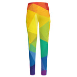 Rainbow Polygonal Geometric Print High-Waisted Pocket Leggings