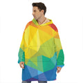 Rainbow Polygonal Geometric Print Hoodie Blanket