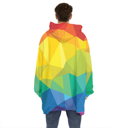 Rainbow Polygonal Geometric Print Hoodie Blanket