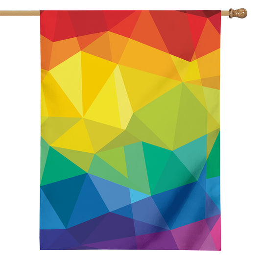 Rainbow Polygonal Geometric Print House Flag