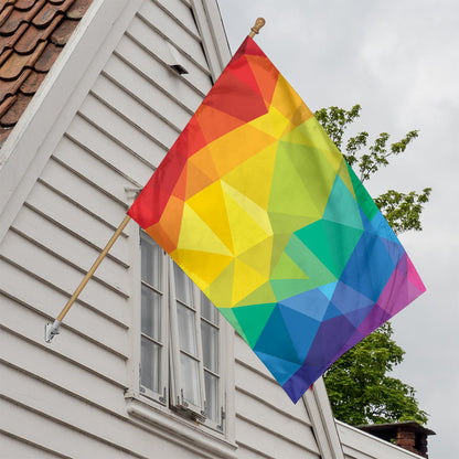 Rainbow Polygonal Geometric Print House Flag
