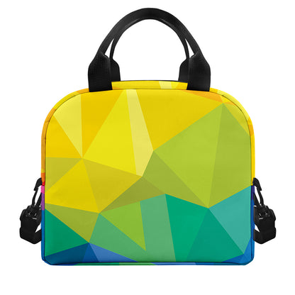 Rainbow Polygonal Geometric Print Insulated Lunch Bag