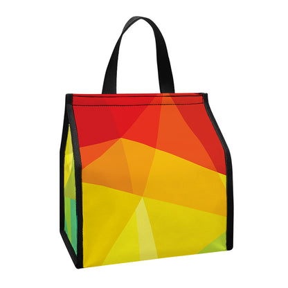 Rainbow Polygonal Geometric Print Insulated Lunch Tote
