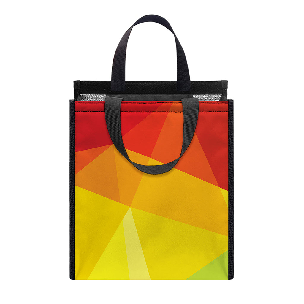 Rainbow Polygonal Geometric Print Insulated Lunch Tote
