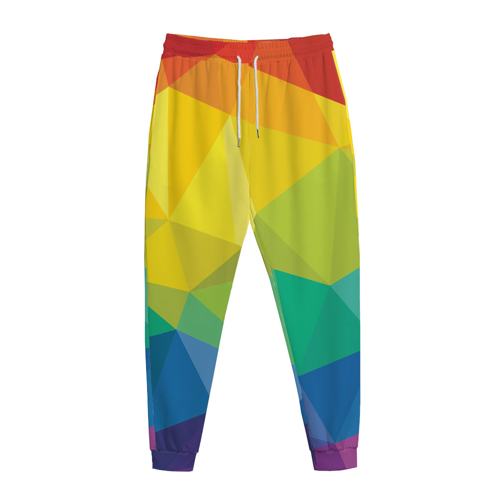 Rainbow Polygonal Geometric Print Jogger Pants