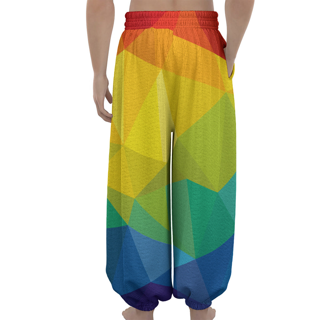 Rainbow Polygonal Geometric Print Lantern Pants