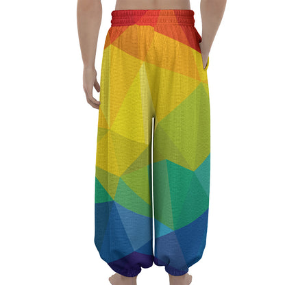 Rainbow Polygonal Geometric Print Lantern Pants