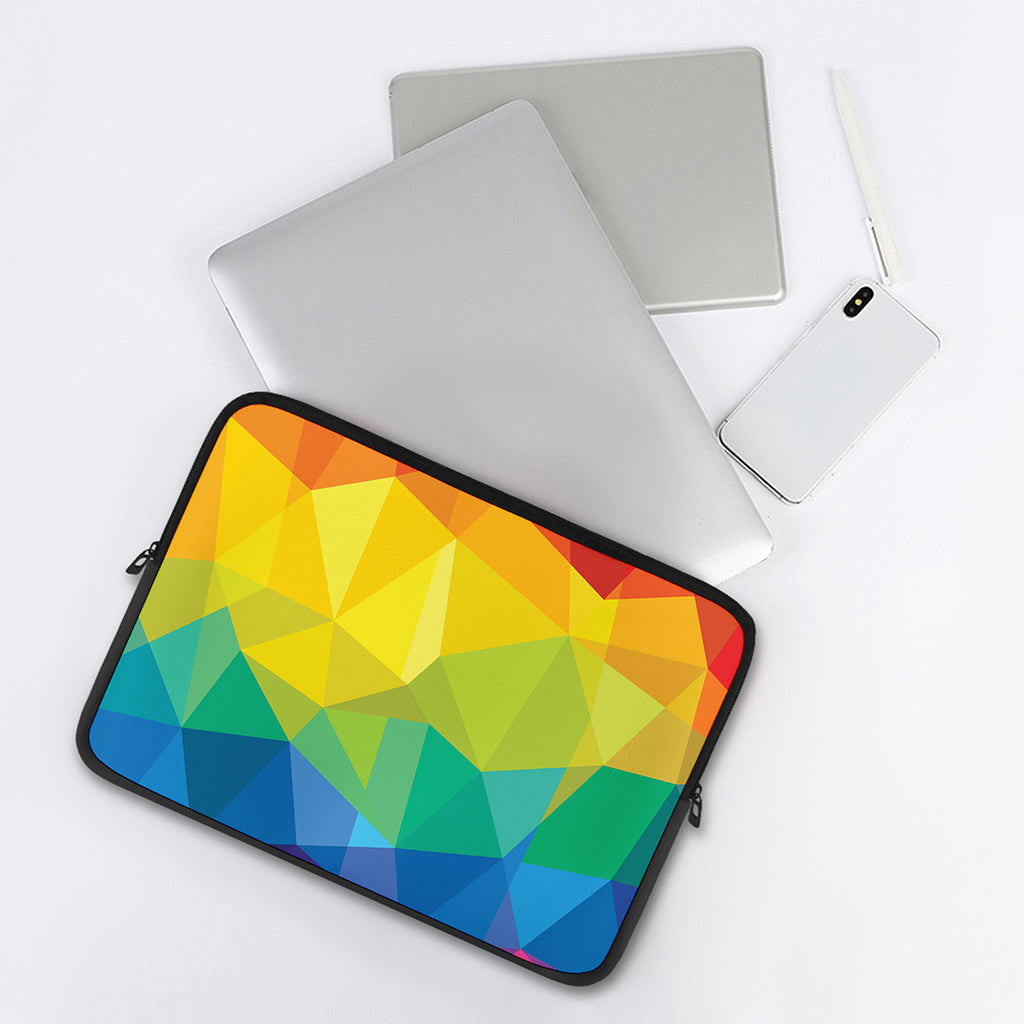 Rainbow Polygonal Geometric Print Laptop Sleeve