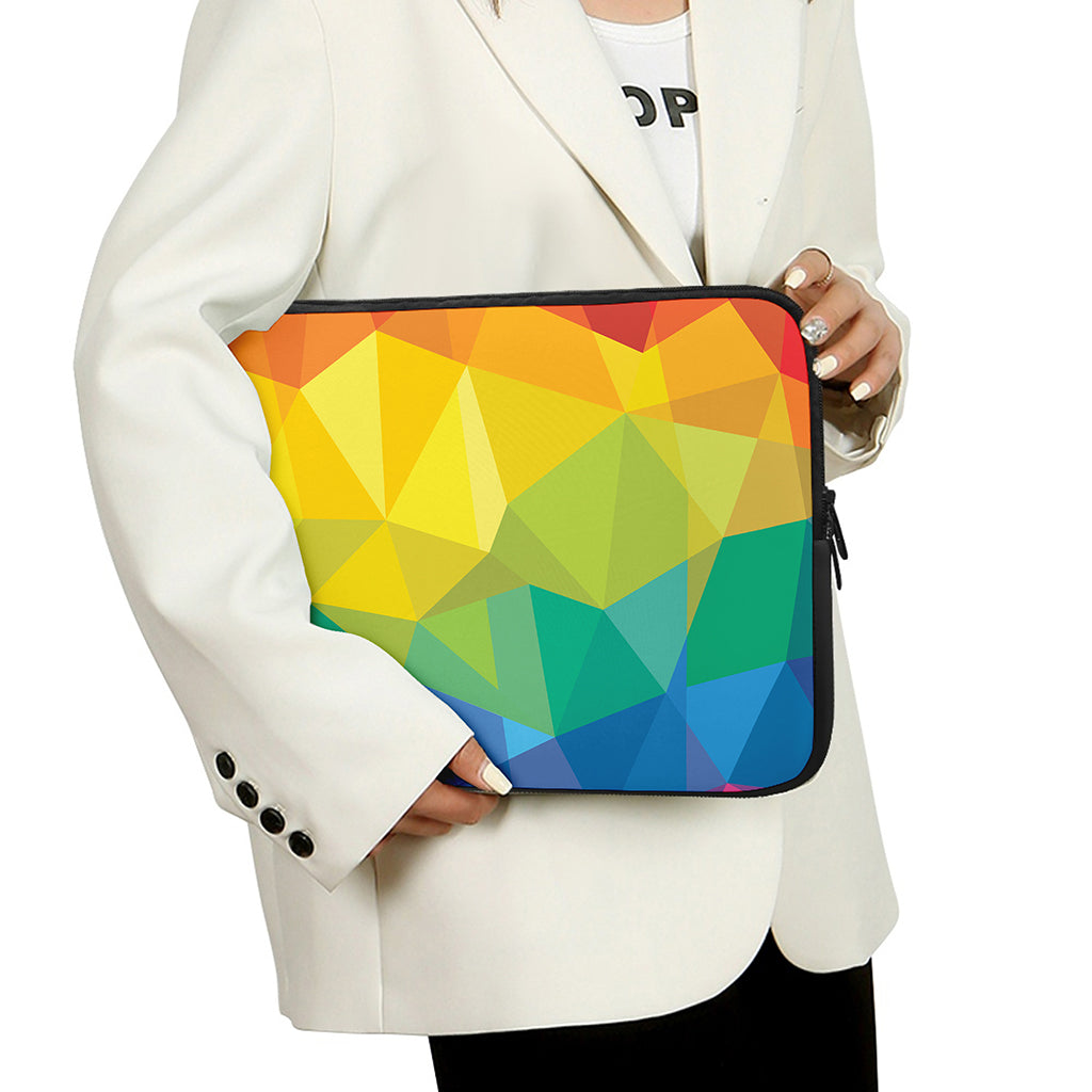 Rainbow Polygonal Geometric Print Laptop Sleeve