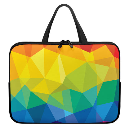 Rainbow Polygonal Geometric Print Laptop Sleeve With Handle