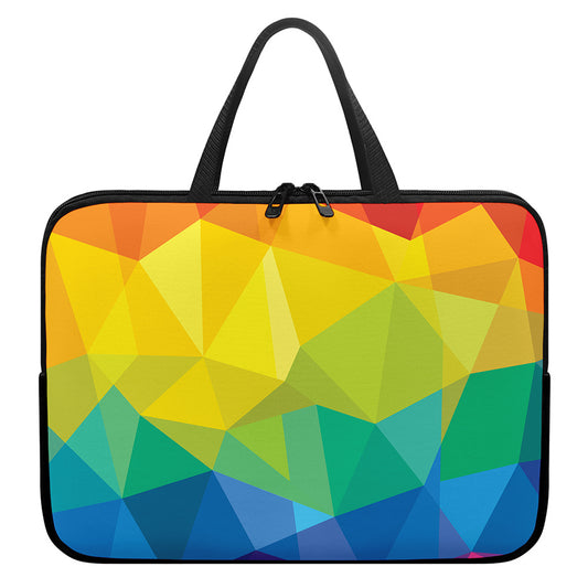 Rainbow Polygonal Geometric Print Laptop Sleeve With Handle