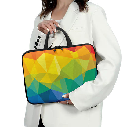 Rainbow Polygonal Geometric Print Laptop Sleeve With Handle