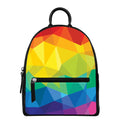 Rainbow Polygonal Geometric Print Leather Backpack