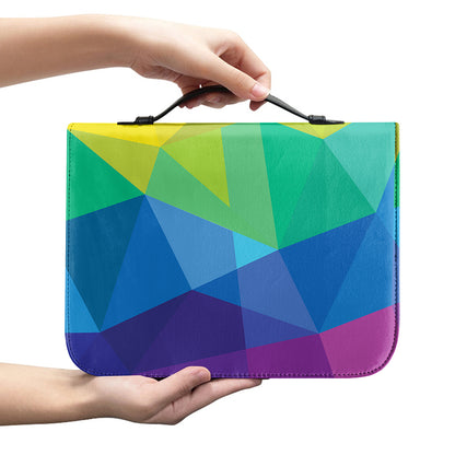 Rainbow Polygonal Geometric Print Leather Bible Cover