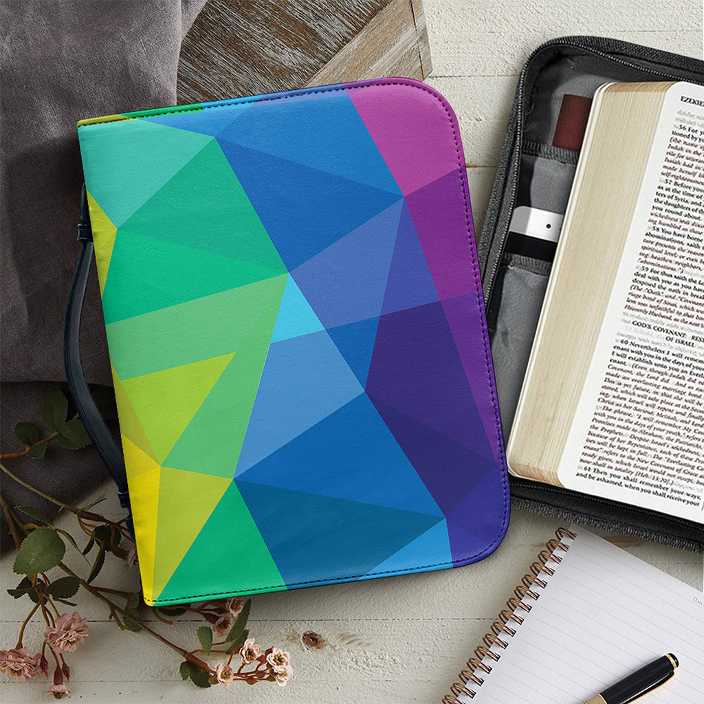 Rainbow Polygonal Geometric Print Leather Bible Cover