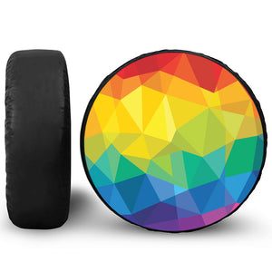 Rainbow Polygonal Geometric Print Leather Spare Tire Cover