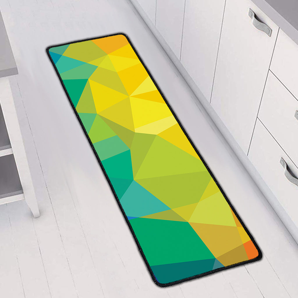 Rainbow Polygonal Geometric Print Long Kitchen Mat