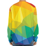 Rainbow Polygonal Geometric Print Long Sleeve Baseball Jersey