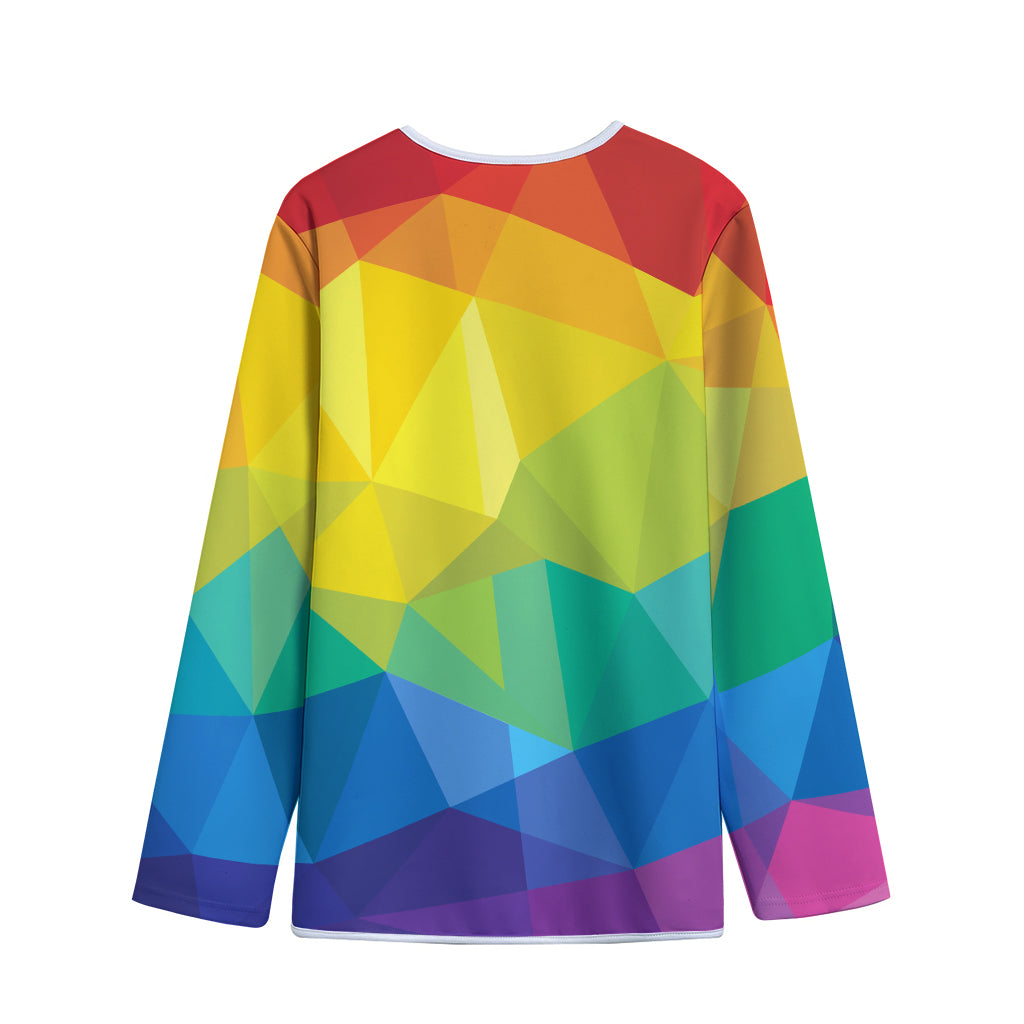 Rainbow Polygonal Geometric Print Long Sleeve Short Coat