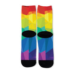 Rainbow Polygonal Geometric Print Long Socks