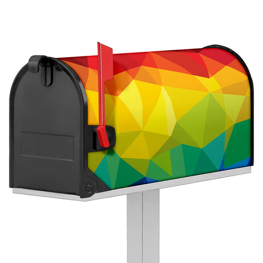 Rainbow Polygonal Geometric Print Mailbox Cover