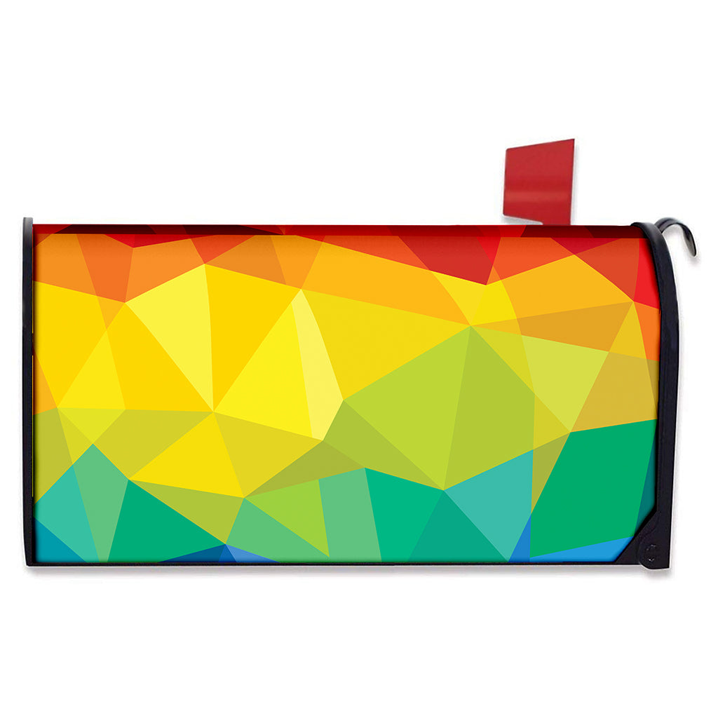 Rainbow Polygonal Geometric Print Mailbox Cover