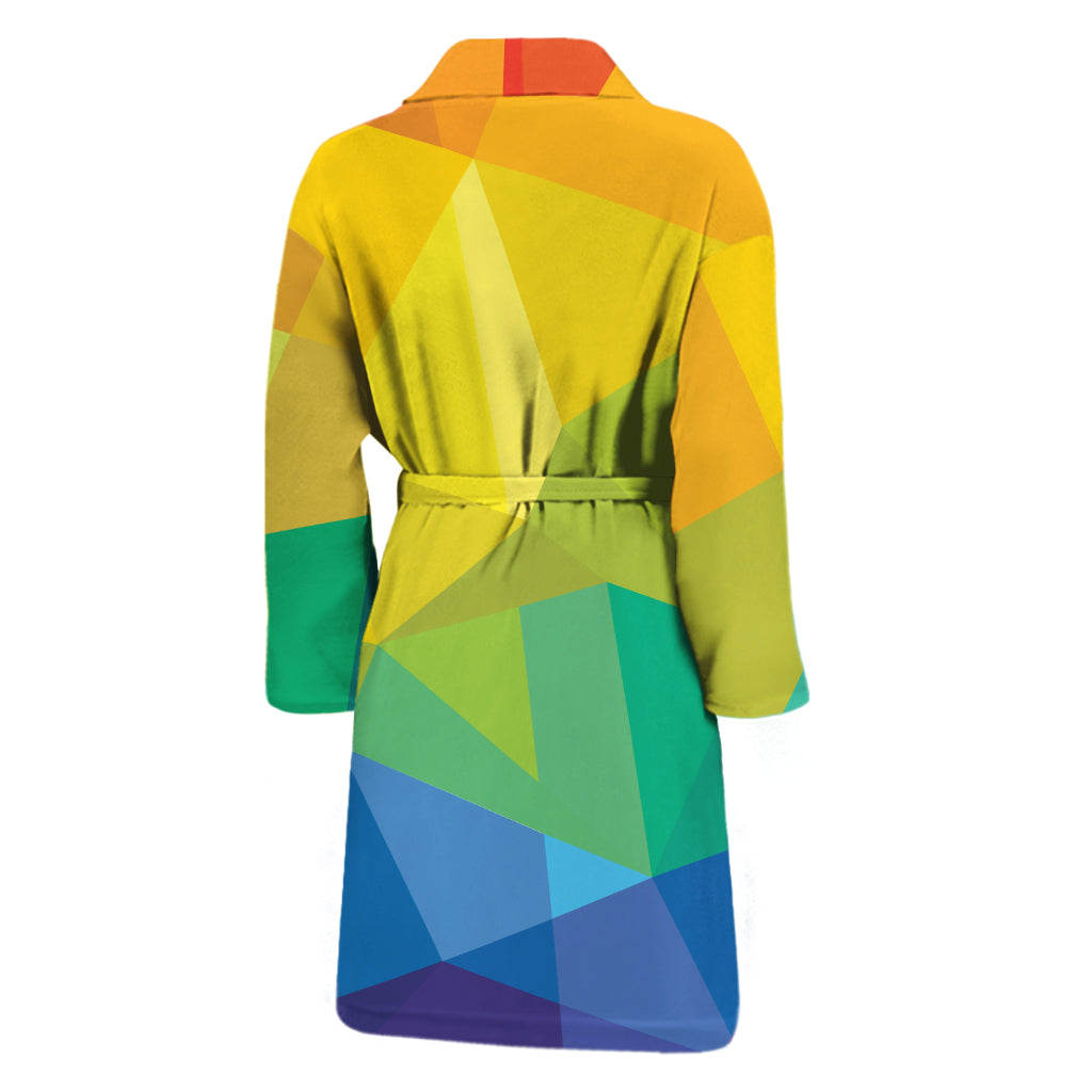 Rainbow Polygonal Geometric Print Men's Bathrobe