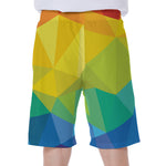 Rainbow Polygonal Geometric Print Men's Beach Shorts