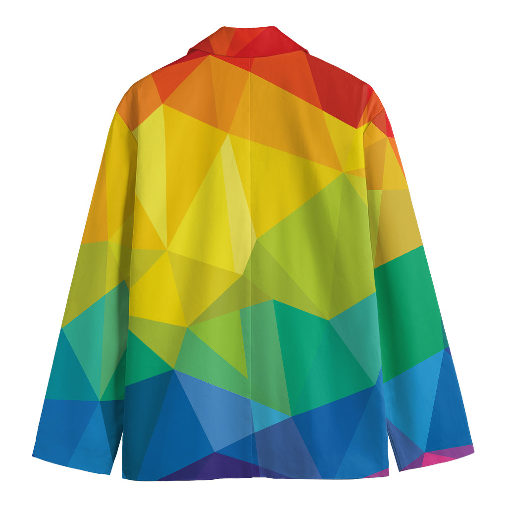 Rainbow Polygonal Geometric Print Men's Blazer